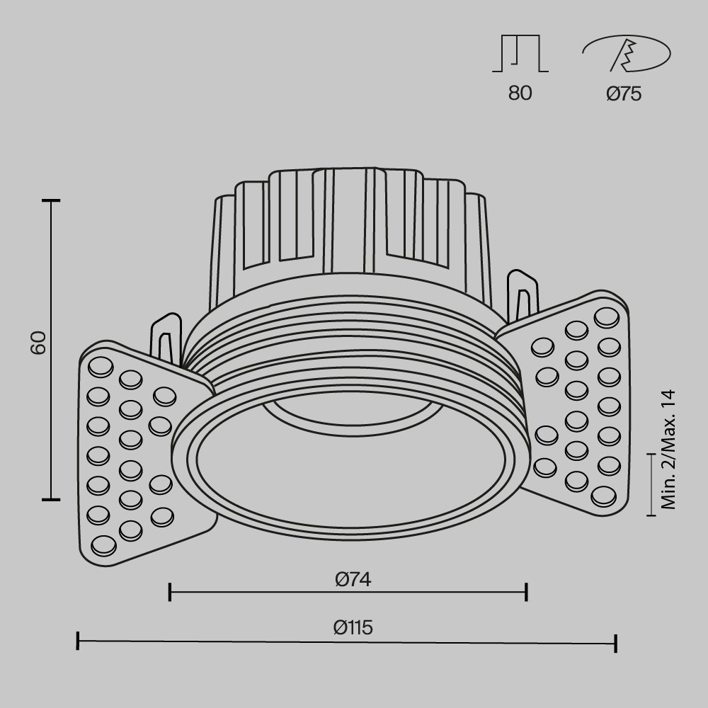 Встраиваемый светильник Maytoni Round DL058-12W3K-TRS-BS