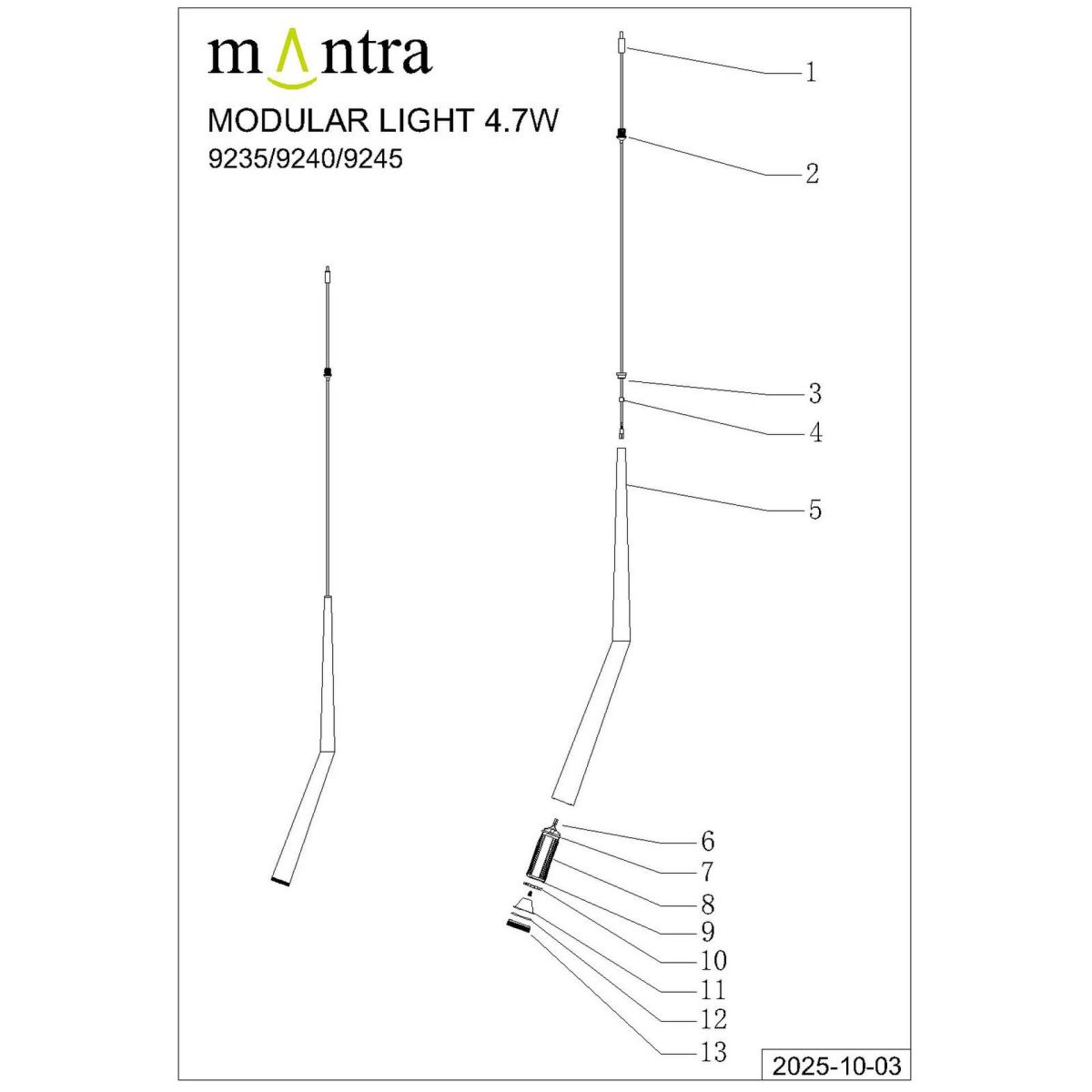 Подвесной светильник Mantra Boomerang 9357+9240 (1L)