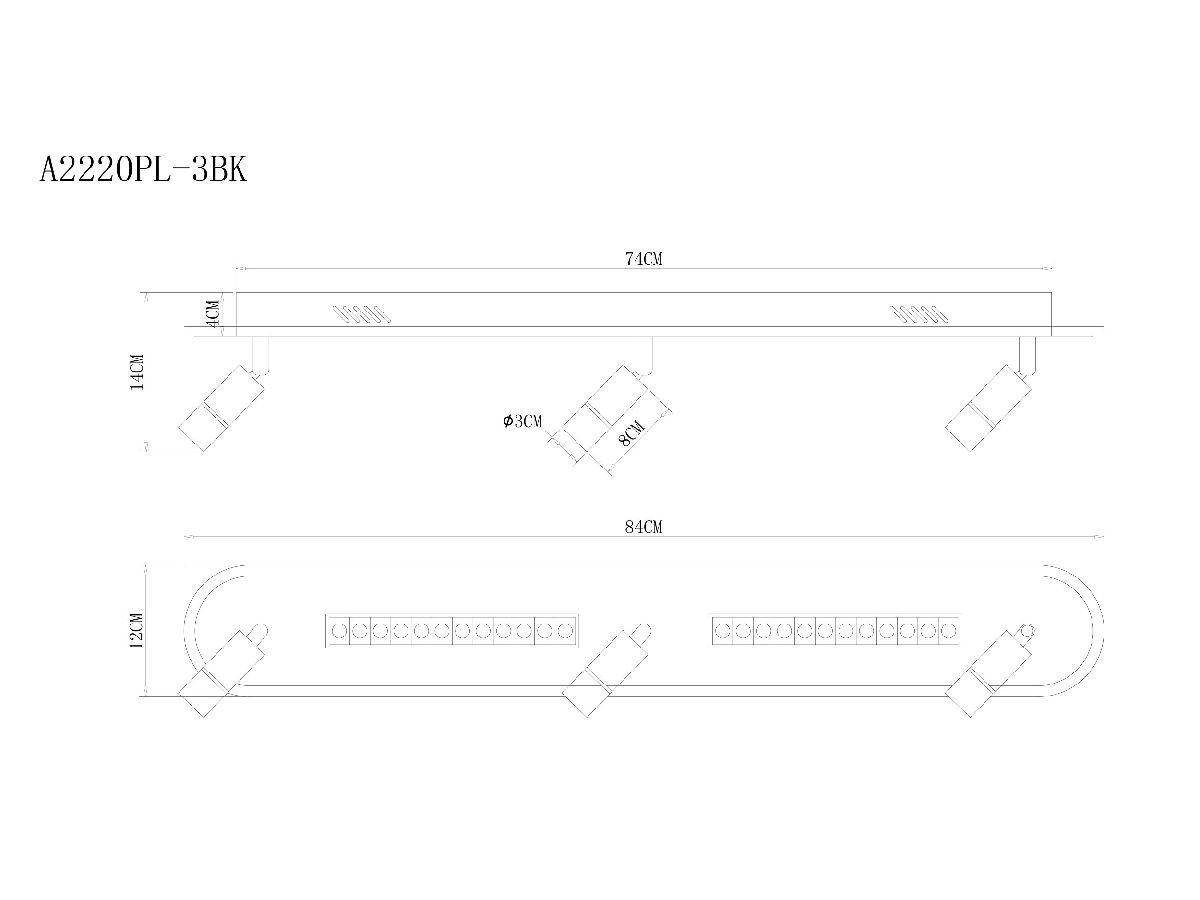 Спот Arte Lamp Pisces A2220PL-3BK