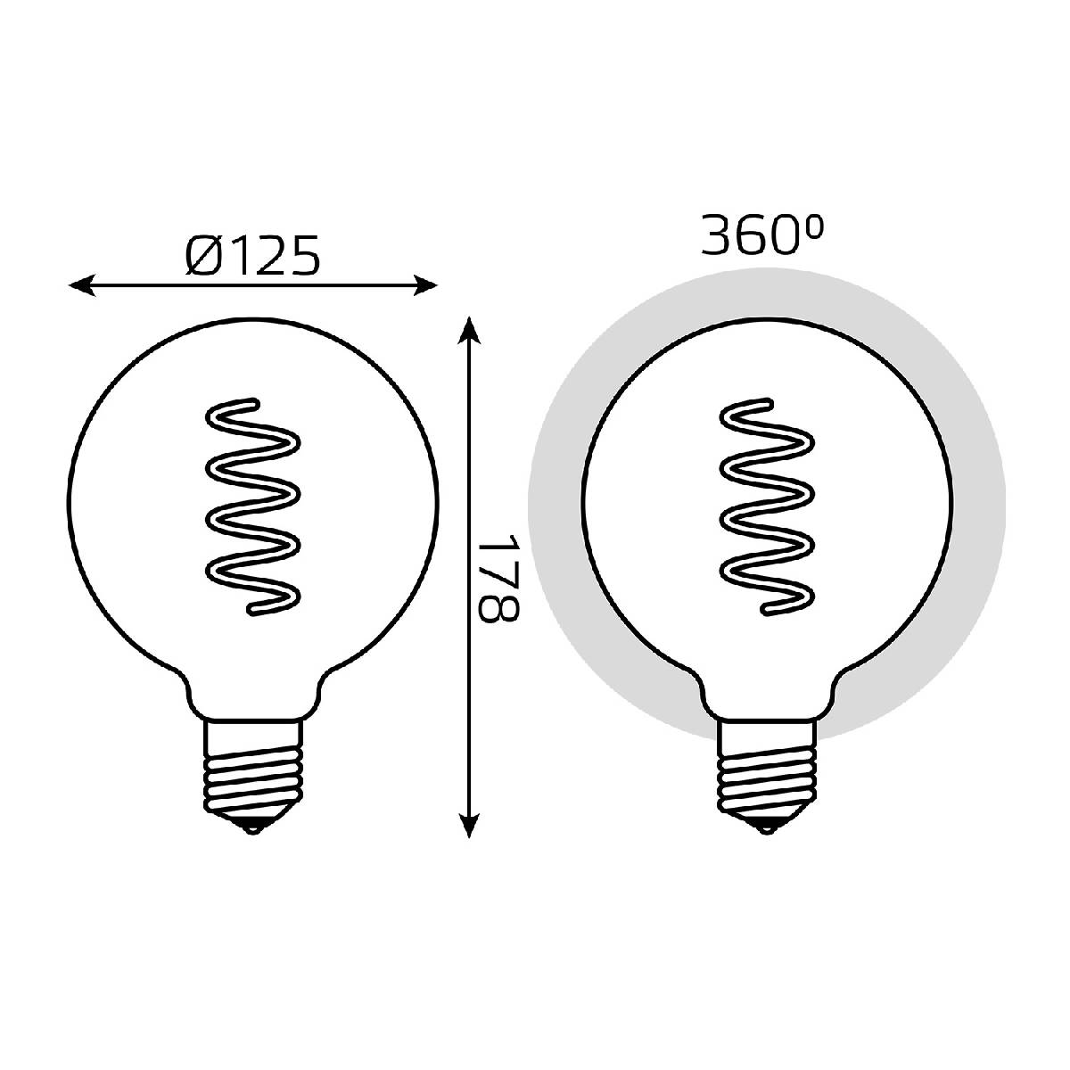 Лампа светодиодная диммируемая филаментная Gauss E27 5W 1800K шар синий 1013802105