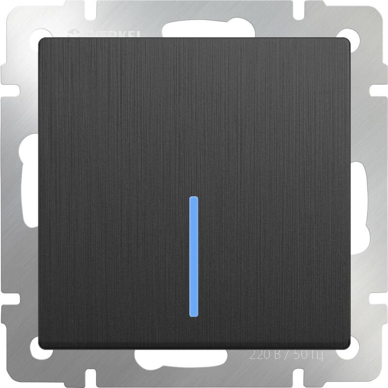 Выключатель Werkel одноклавишный проходной с подсветкой графит рифленый W1112104 4690389158421