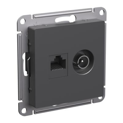 Розетка двойная ТВ + компьютерная RJ45, кат. 5Е Systeme Electric AtlasDesign Базальт ATN001489