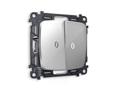 Комплект механизма 2-кл проходного выключателя с подсветкой Ambrella Volt Omega MO404035