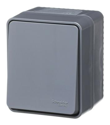 Выключатель кнопочный 1-клавишный 10 АХ Systeme Electric AtlasDesign Profi54 Наруж Антрацит ATN544015