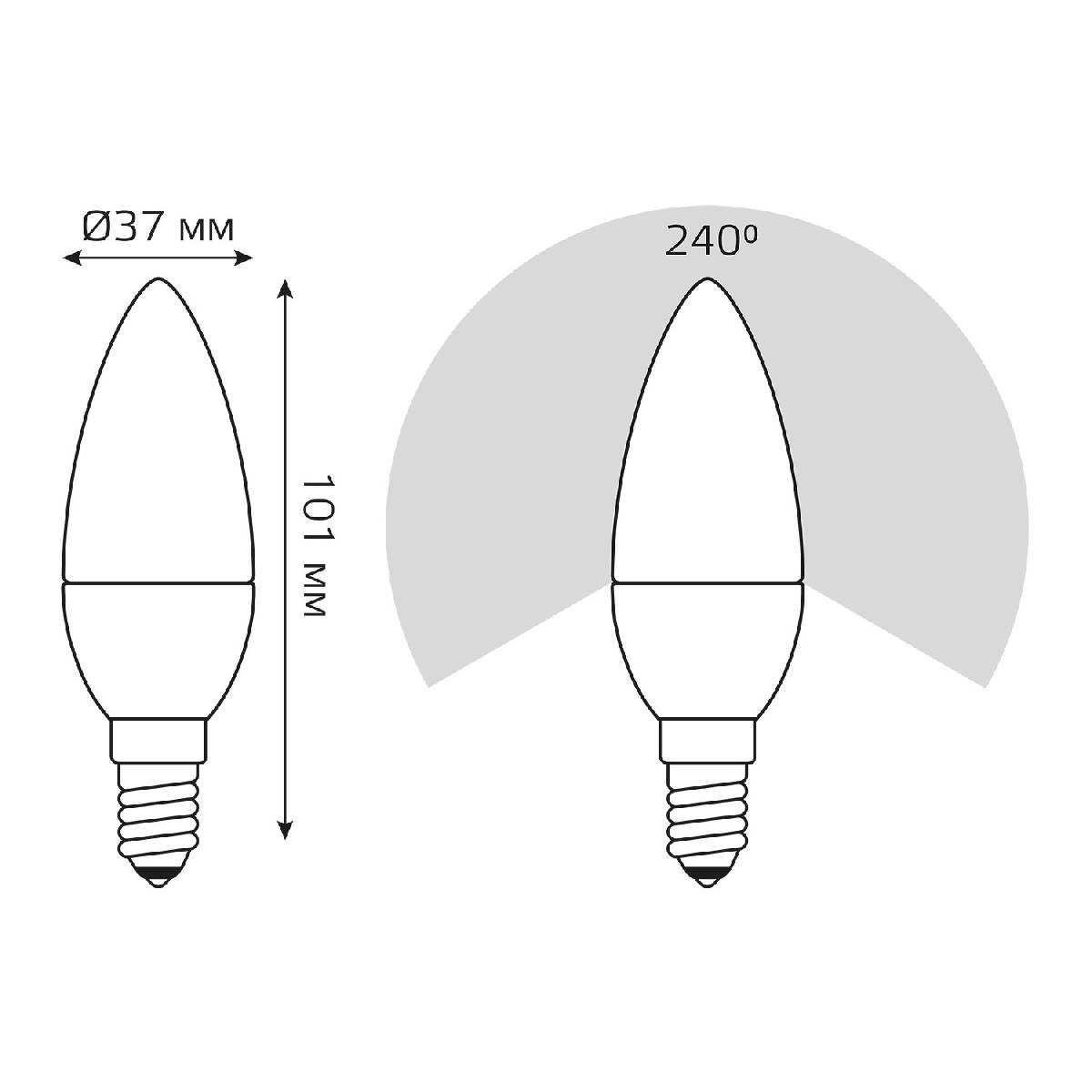 Лампа светодиодная Gauss E14 8W 3000K свеча матовая 33118
