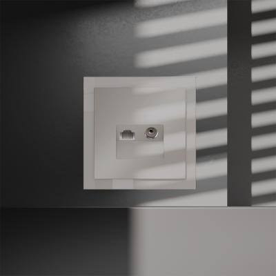 Розетка телевизионная встраиваемая Voltum S70 TV+RJ45 кат. 6, (кашемир) VLS060703