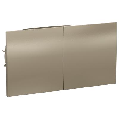 Розетка с/з двойная, со шторками, с крышкой, 16А Systeme Electric AtlasDesign Шампань ATN000528