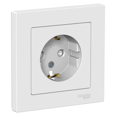 Розетка с/з со шторками, 16А, в сборе Systeme Electric AtlasDesign Бел ATN000144