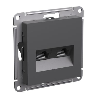 Розетка двойная компьютерная RJ45+RJ45, кат.5Е, механизм Systeme Electric AtlasDesign Базальт ATN001485
