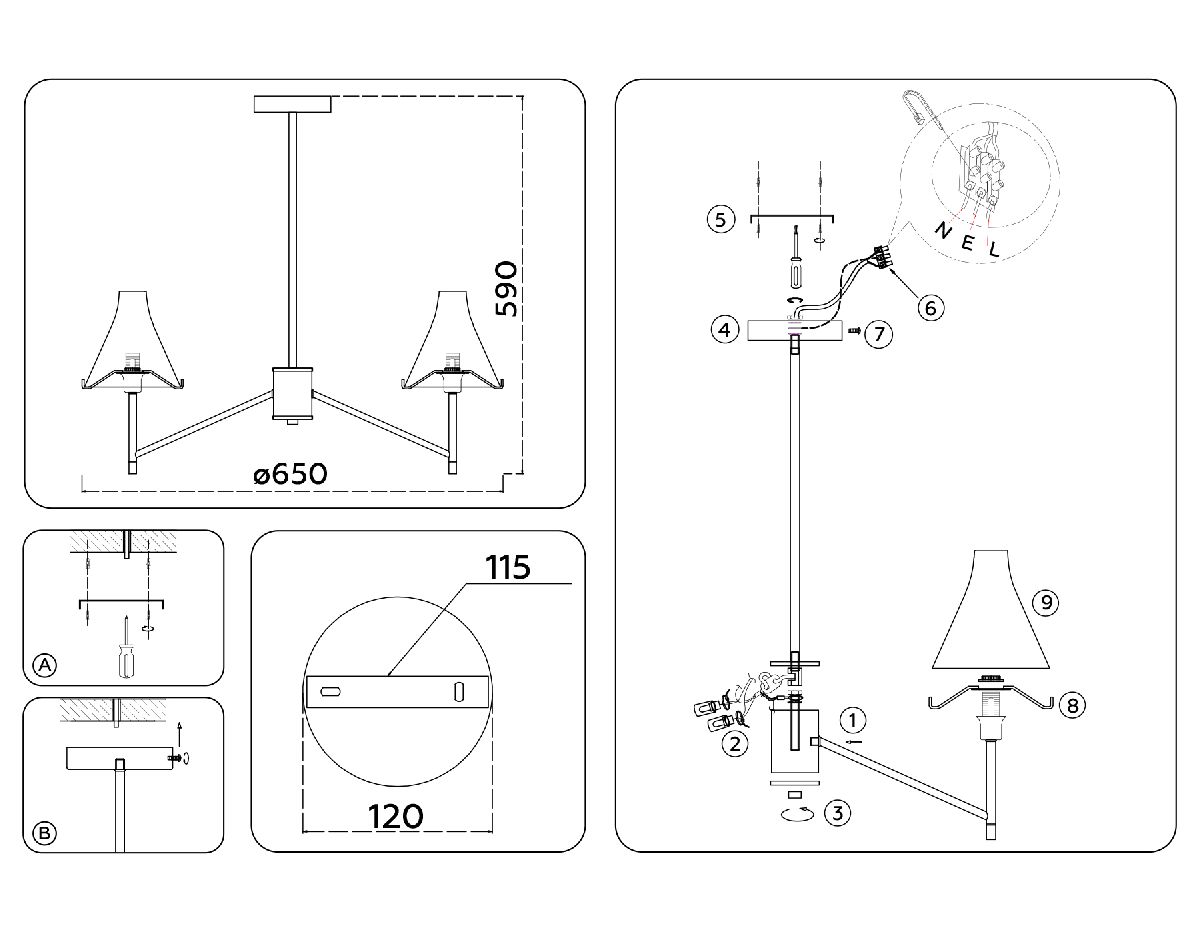 Люстра на штанге Ambrella Light High Light Modern LH57121