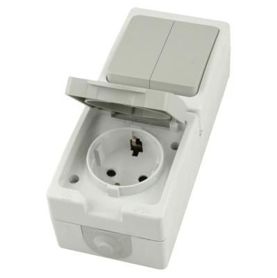 Розетка одноместная с/з + выключатель двухклавишный Stekker Велена PST16-21-54V/10-221-54 49739