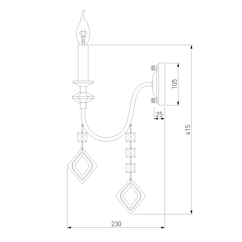 Бра Eurosvet Telao 10120/1 золото/тонированный хрусталь Strotskis (10110/1)