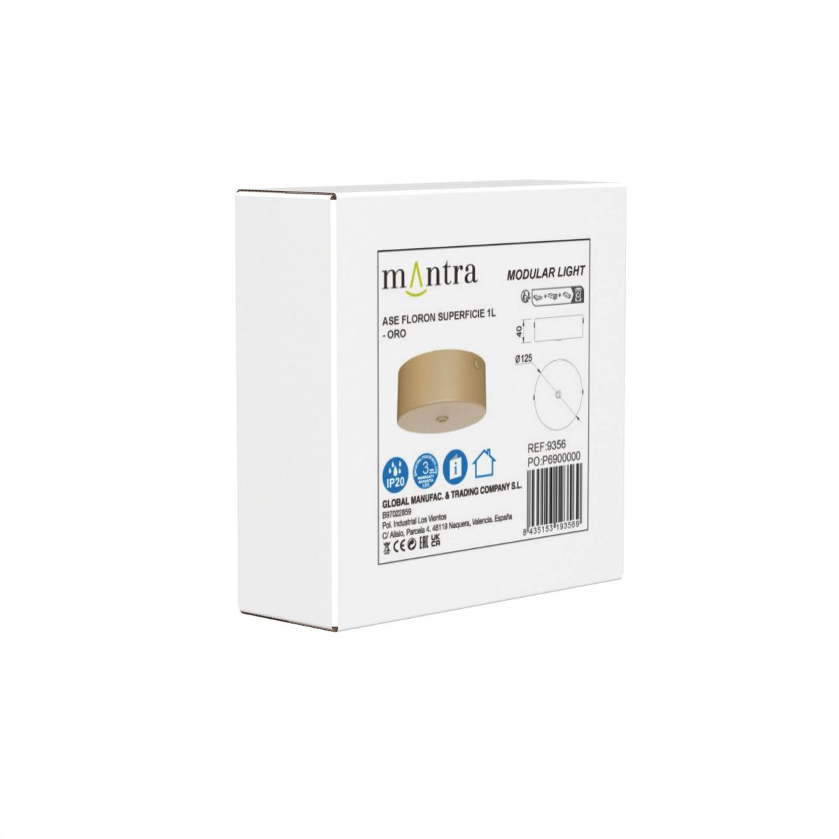 Основание потолочное 1L Mantra Modular Light Florones 9356