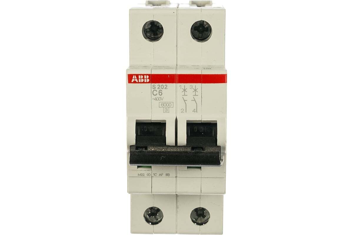 Автоматический выключатель ABB S202 2-полюсный C6 6кА