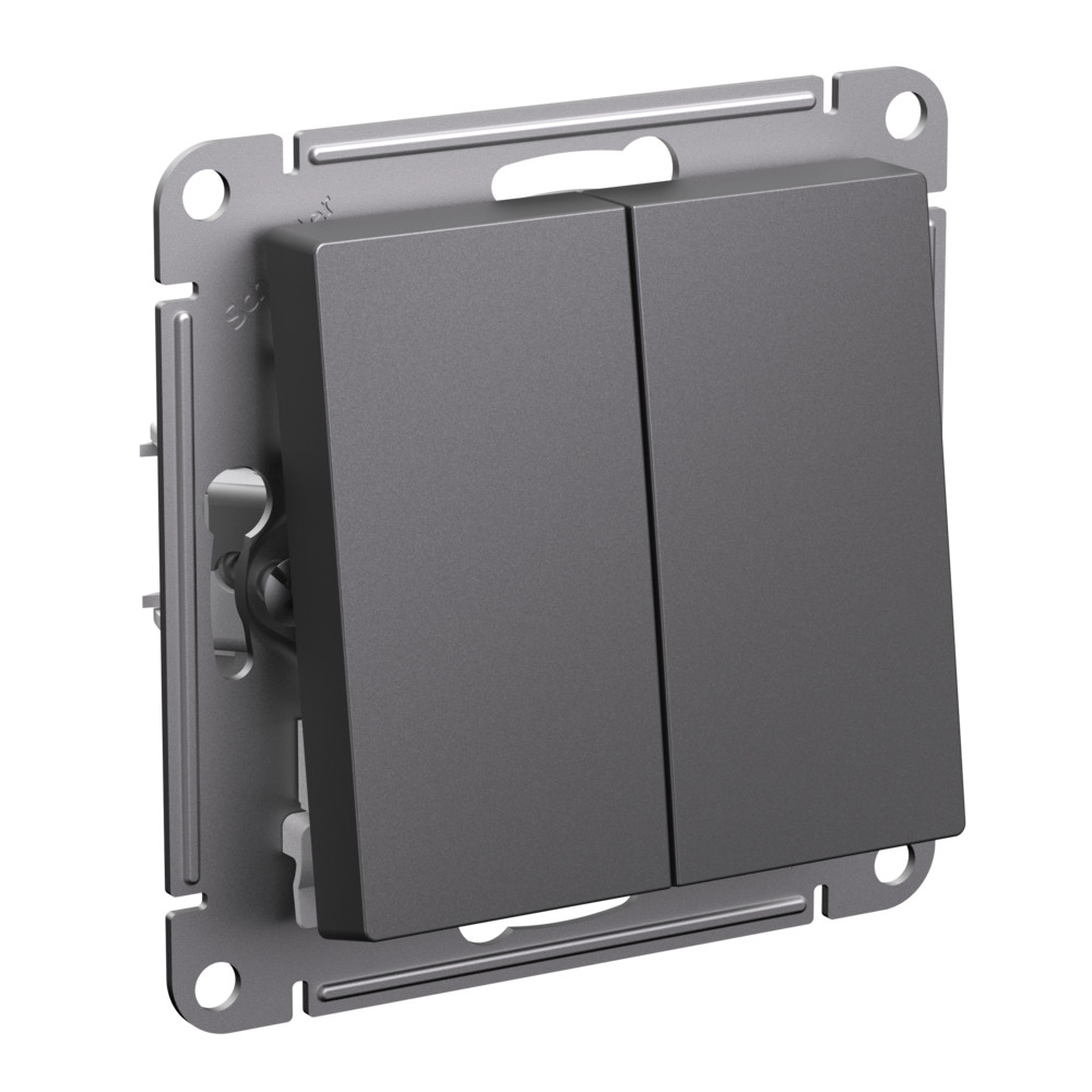 Выключатель 2-клавишный Systeme Electric AtlasDesign Базальт ATN001451