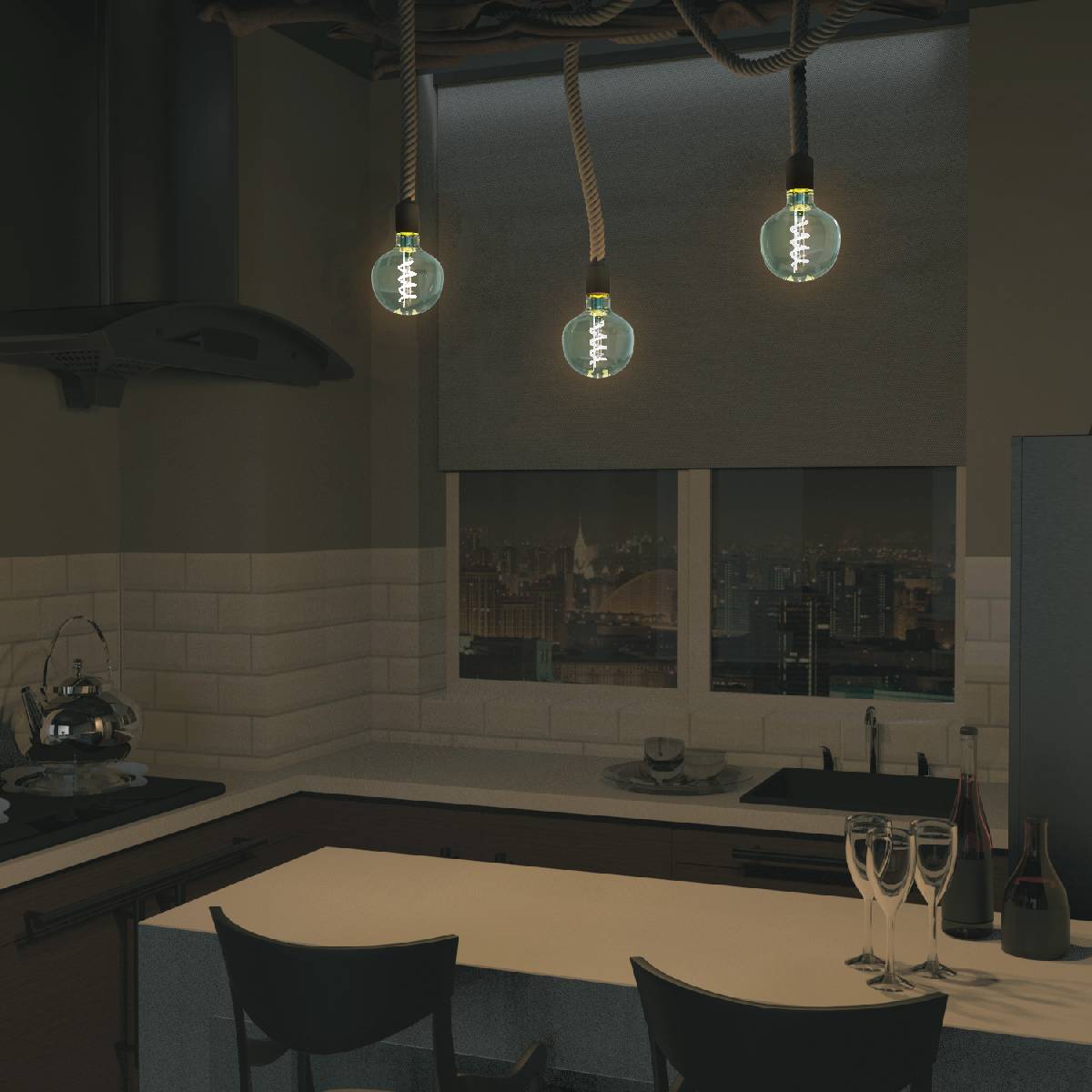 Лампа светодиодная диммируемая филаментная Gauss E27 5W 1800K шар синий 1013802105