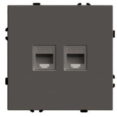 Розетка компьютерная 2-местная RJ-45 (механизм) Stekker Эмили RST00-5111-09 антрацит soft touch 49926