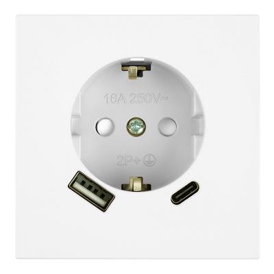 Розетка 1-местная 16А + USB + Type C (механизм) Stekker 250В 20W Мия RST16-3119-01 50438