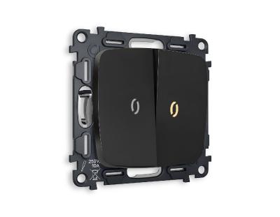 Комплект механизма 2-кл проходного выключателя с подсветкой Ambrella Volt Omega MO804030