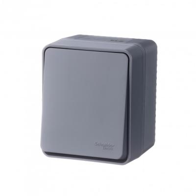 Выключатель 1-клавишный 10 АХ Systeme Electric AtlasDesign Profi54 Наруж Антрацит ATN544011
