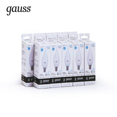 Лампа светодиодная Gauss E14 6W 4100K свеча на ветру матовая 34126