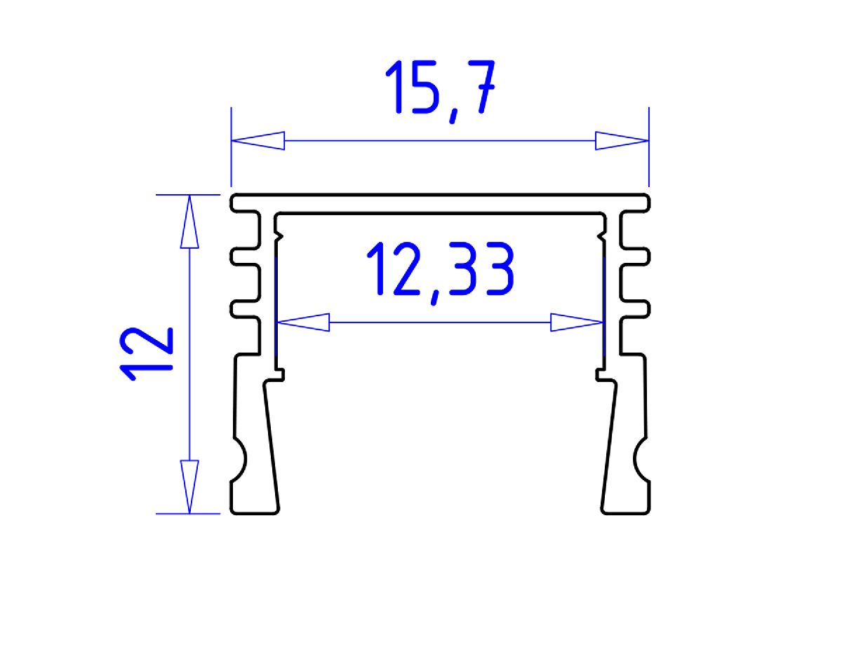 Алюминиевый накладной профиль Ambrella Light Alum Profile GP1750BK