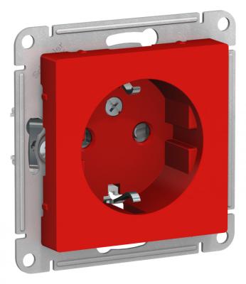 Розетка с/з со шторками Systeme Electric AtlasDesign Красный ATN002045