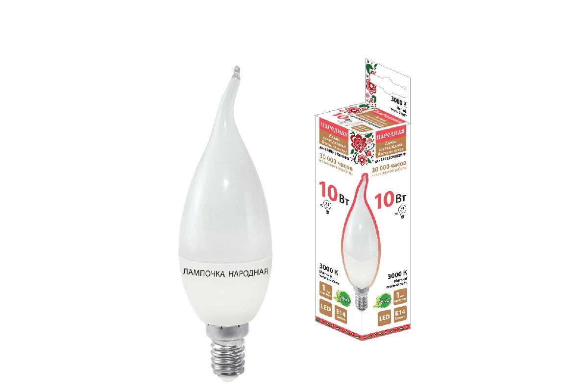 Лампа светодиодная TDM Electric Народная Е14 10W 3000K матовая SQ0340-1598