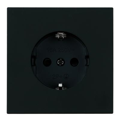 Розетка 1-местная с защитной шторкой с/з (механизм) Stekker 250В 16А Мия RST16-3110-05 черный бархат 50454