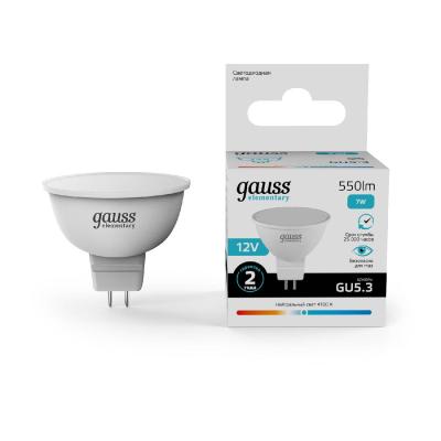 Лампа светодиодная Gauss Elementary MR16 GU5.3 7W 4100K матовая 11527