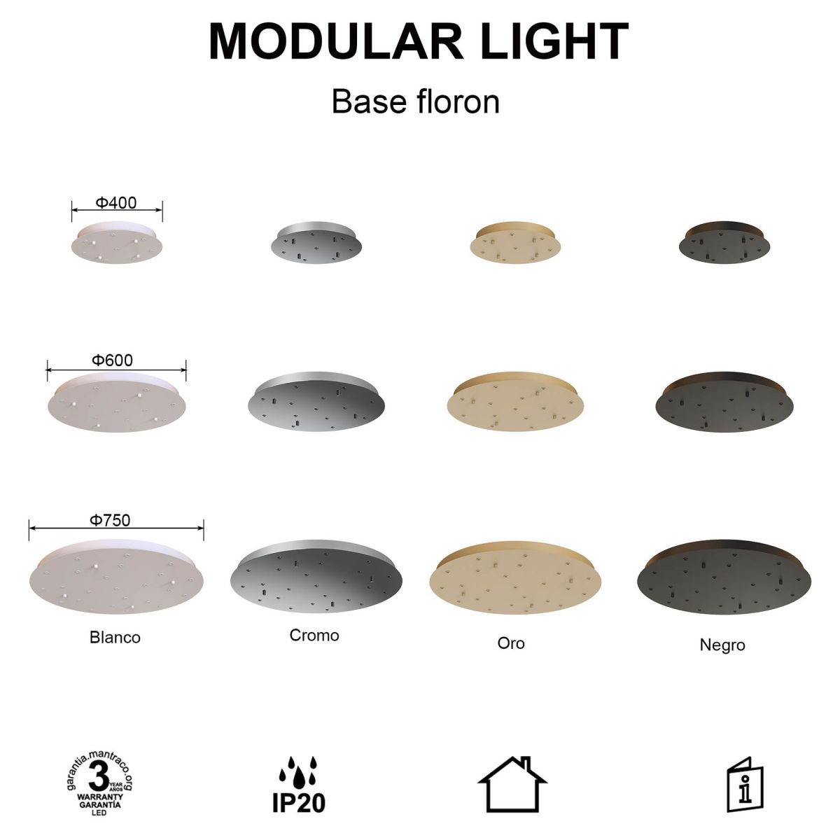 Основание потолочное 14L Mantra Modular Light Florones 9373