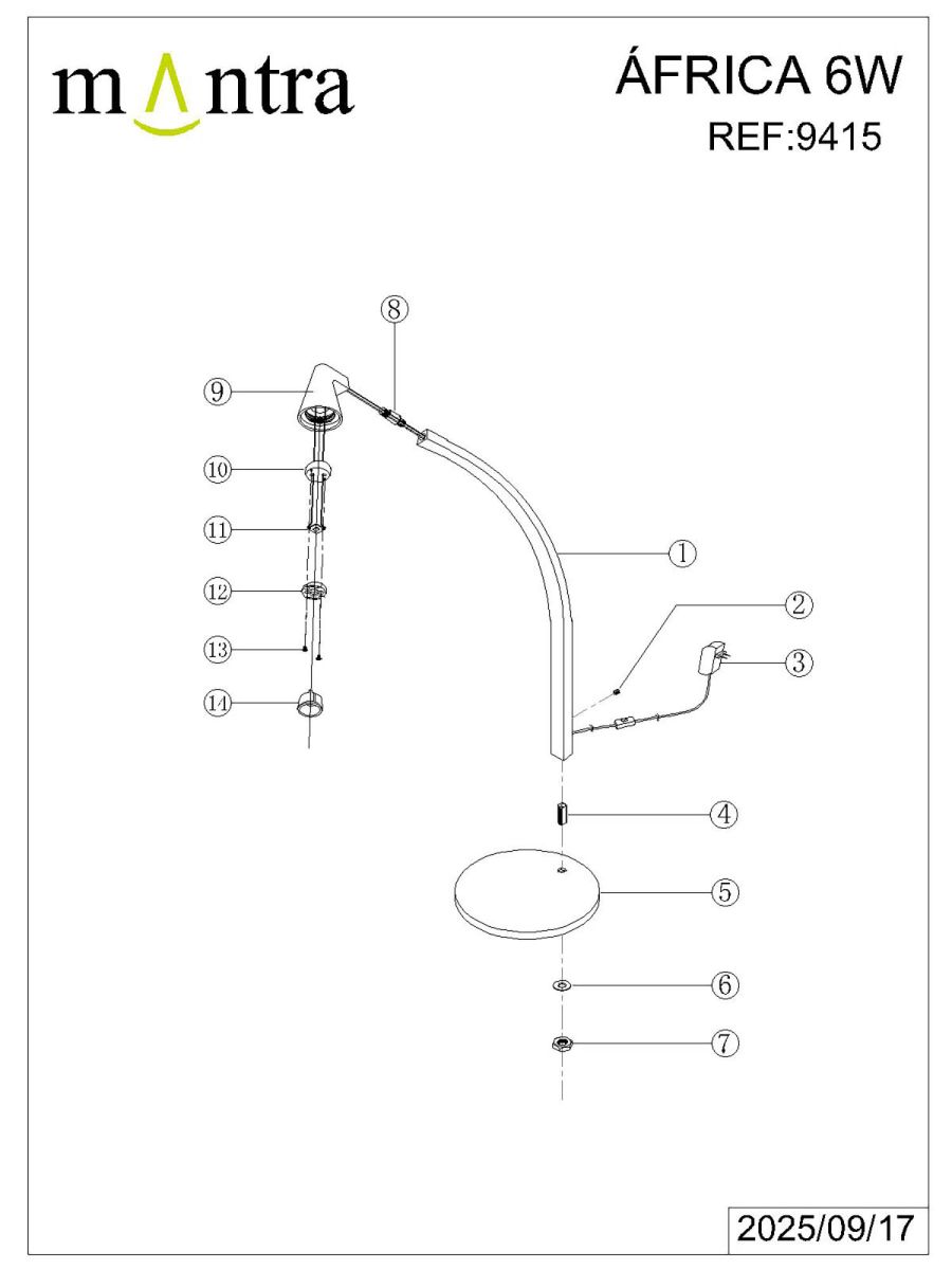 Настольная лампа Mantra Africa 9415