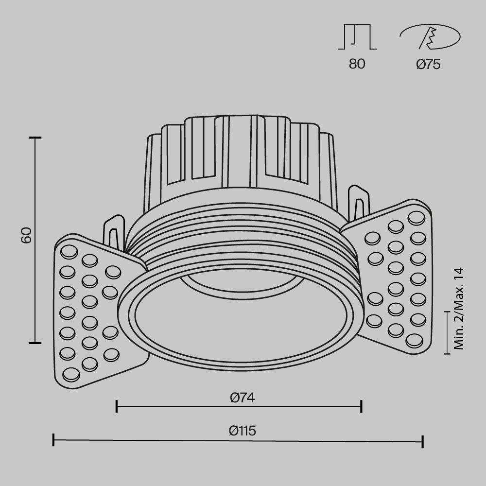 Встраиваемый светодиодный светильник Maytoni Round DL058-12W3K-TRS-B