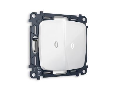 Комплект механизма 2-кл выключателя с подсветкой Ambrella Volt Omega (OP1040, VM115, G14W) MO104015