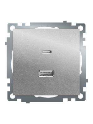 Розетка 2-местная USB + type C Stekker Катрин GLS10-7116-03 50054