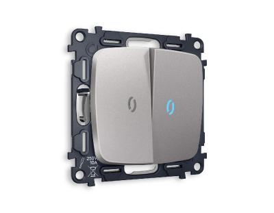Комплект механизма 2-кл проходного выключателя с подсветкой Ambrella Volt Omega MO504040