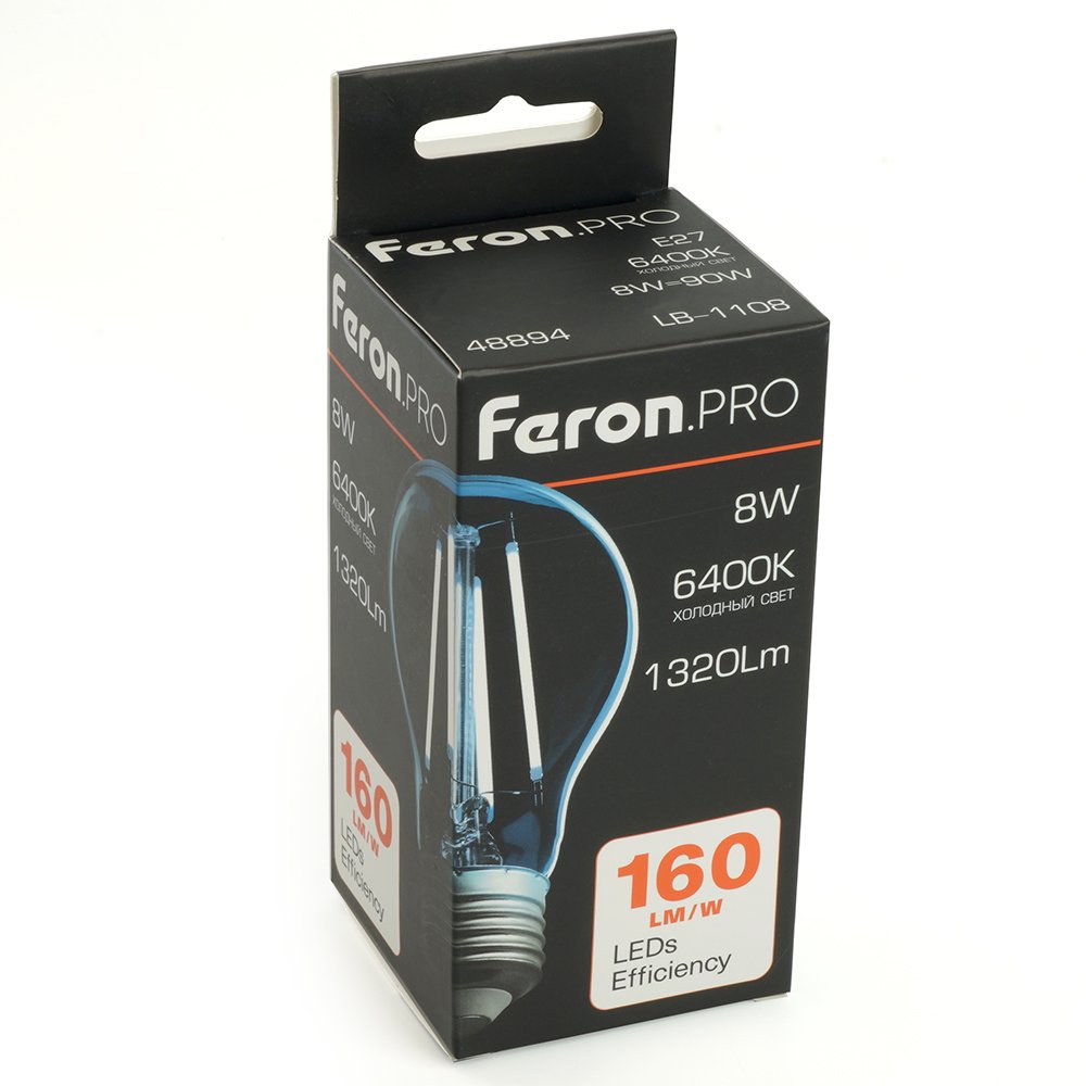 Светодиодная лампа Feron LB-1108 E27 8W 6400K 48894