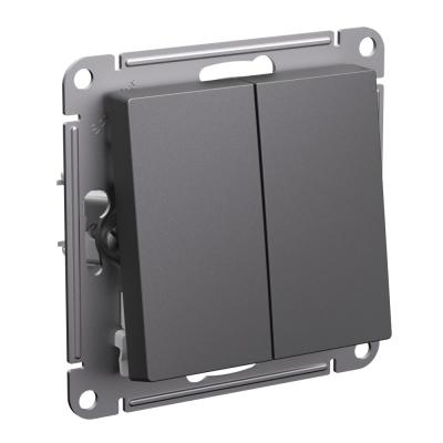 Выключатель 2-клавишный Systeme Electric AtlasDesign Базальт ATN001451