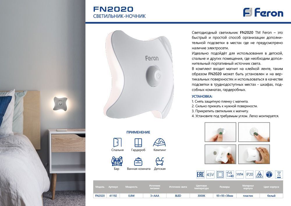 Настенный светильник Feron FN2020 41192