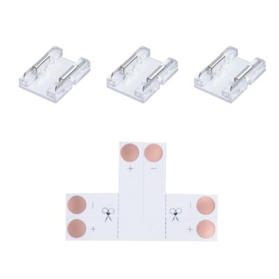 Комплект коннекторов (Т-образный +3 клипсы) для одноцв. светод. ленты 12/24В, COB, IP20, подложка 8 мм Apeyron 09-104