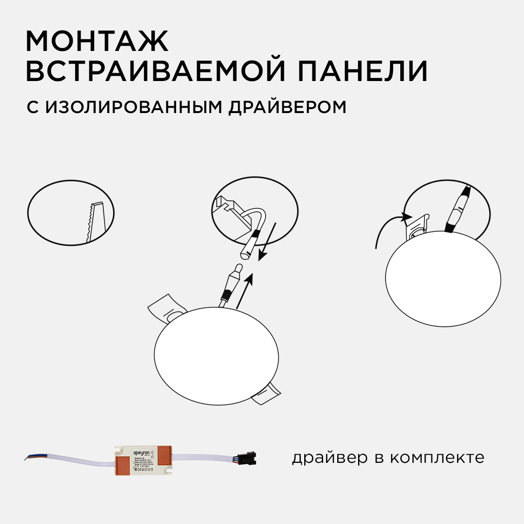 Встраиваемая светодиодная панель безрамочная Apeyron FLP 06-100