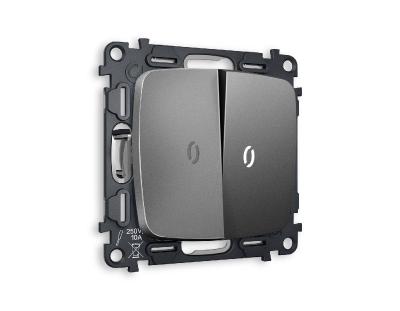 Комплект механизма 2-кл проходного выключателя с подсветкой Ambrella Volt Omega MO654035