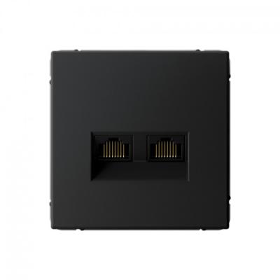 Розетка двойная компьютерная RJ45+RJ45, кат. 5е, механизм Systeme Electric ArtGallery Карбон GAL001085