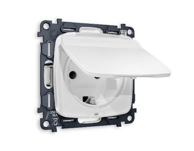 Комплект механизма розетки с/з со шторками и крышкой Ambrella Volt Omega MO128010