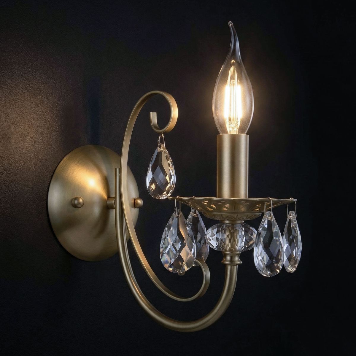 Бра Eurosvet Alda 3305/1 латунь/прозрачный хрусталь Strotskis a072111