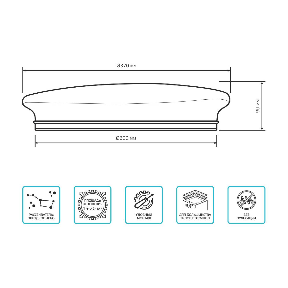 Настенно-потолочный светильник Gauss Space Stone 995438224