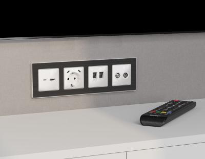 Комплект механизма компьютерной двойной розетки RJ-45 с автоматической защитной шторкой Alfa Белый глянец Quant Ambrella Volt MA112110 (AP1121, VM189)