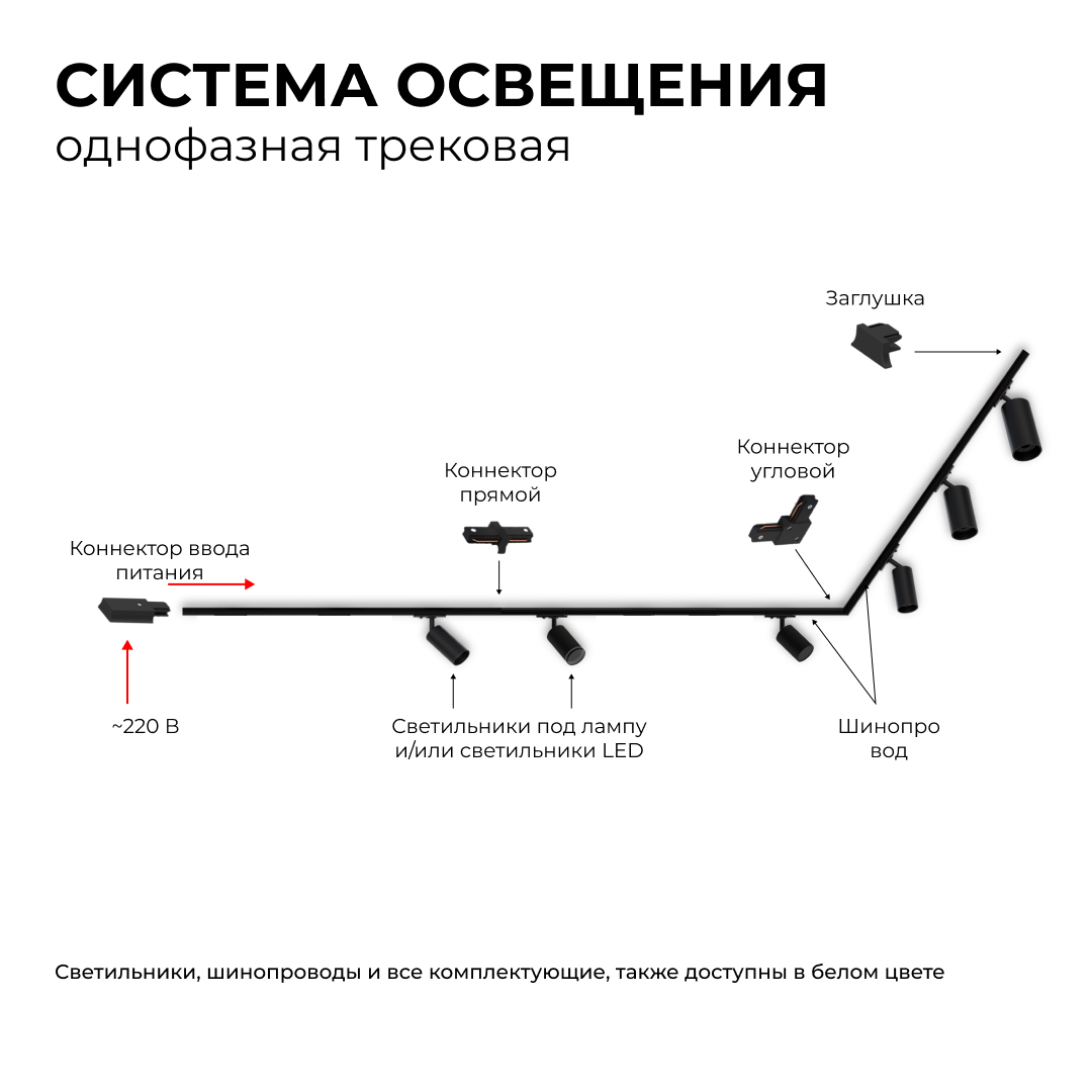 Трековый однофазный светильник Apeyron 25-02